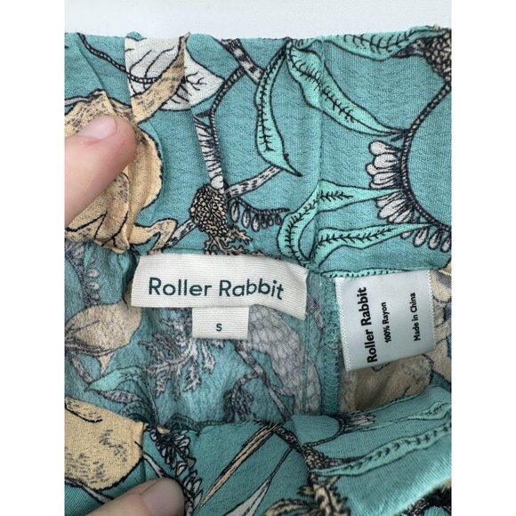 Roller Rabbit Pants Women S Blue Bird Monkey Wildlife Forest Wide Leg Tropical - Picture 3 of 7
